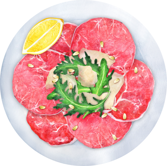 Carpaccio with arugula and parmesan